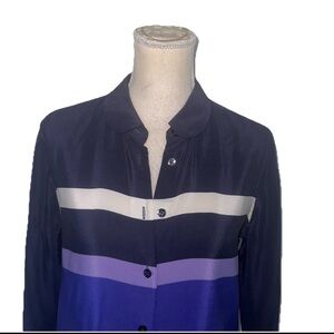 EQUIPMENT Oversized Colorblock Stripe Silk Shirt